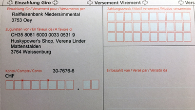 Einzahlungsschein Vorlage
